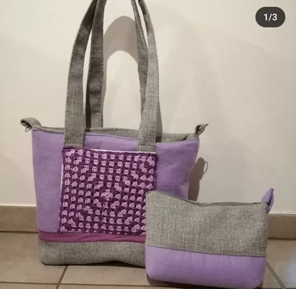 Violet and grey peknybag
